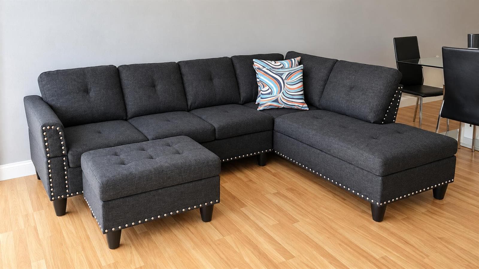 Modern Charcoal Sectional Living Room
