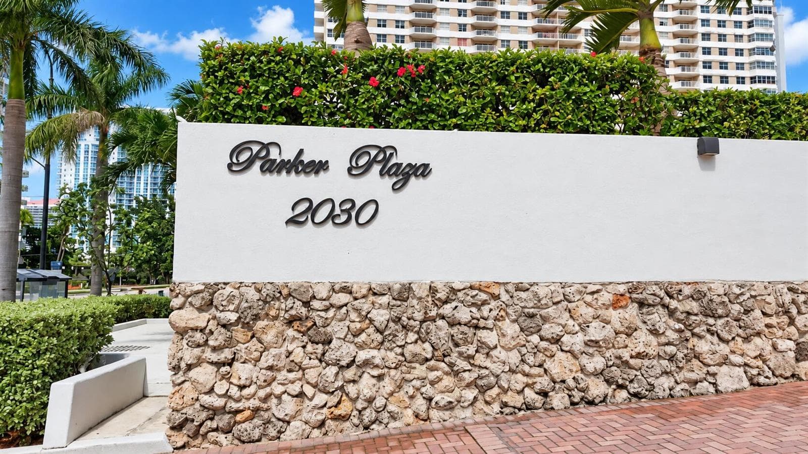 Parker Plaza Entrance in Tropical Sunlig