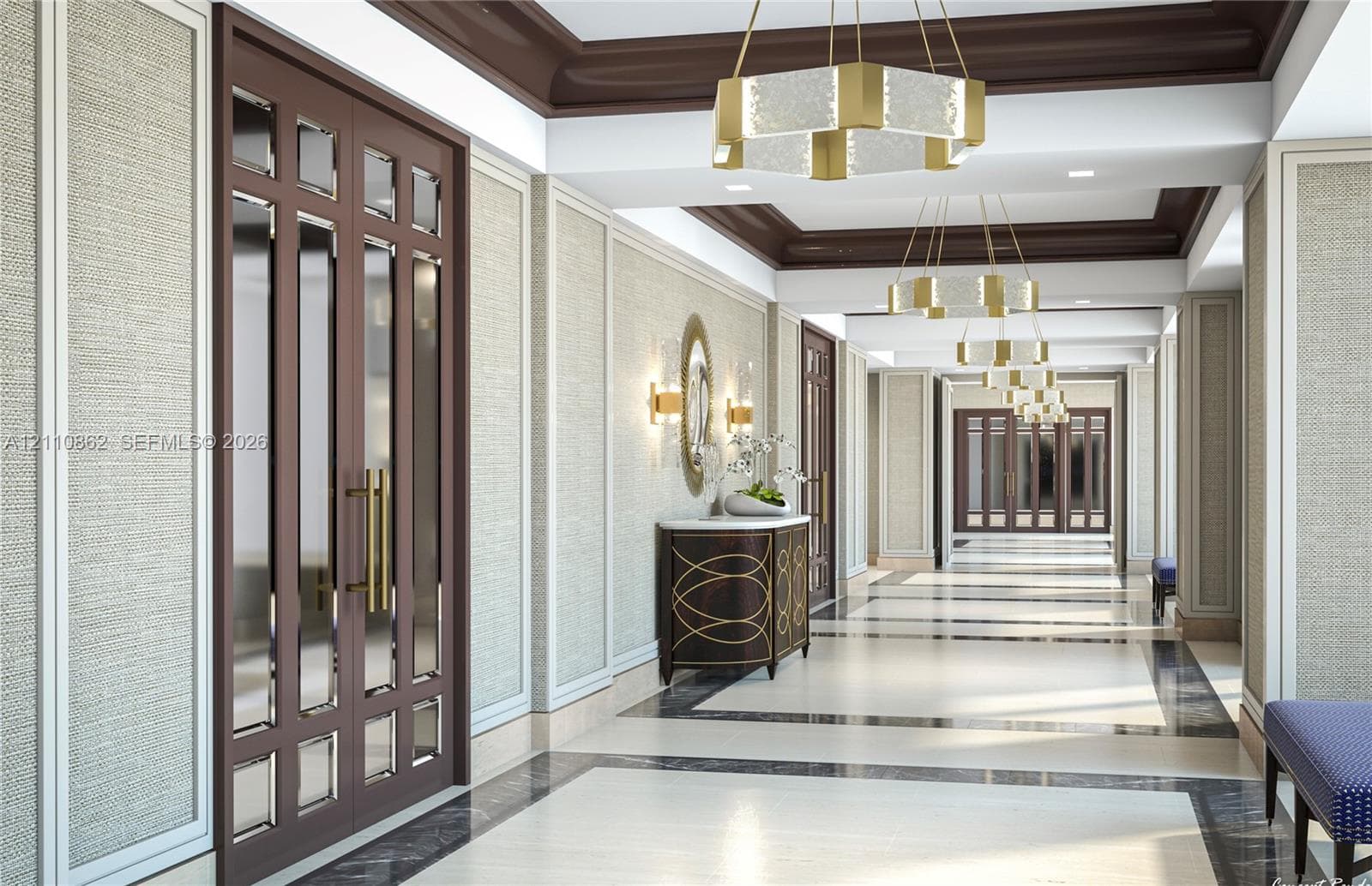 Hallway to Salon, Bar, Restaurant, and beach