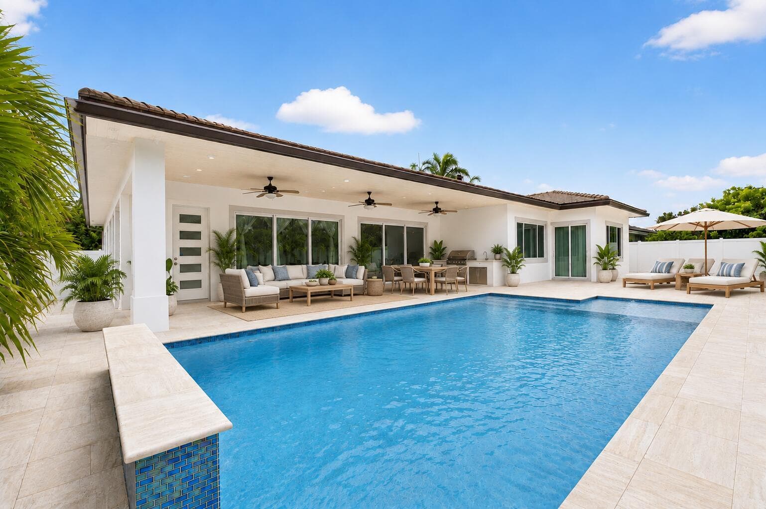 pool area digitally staged