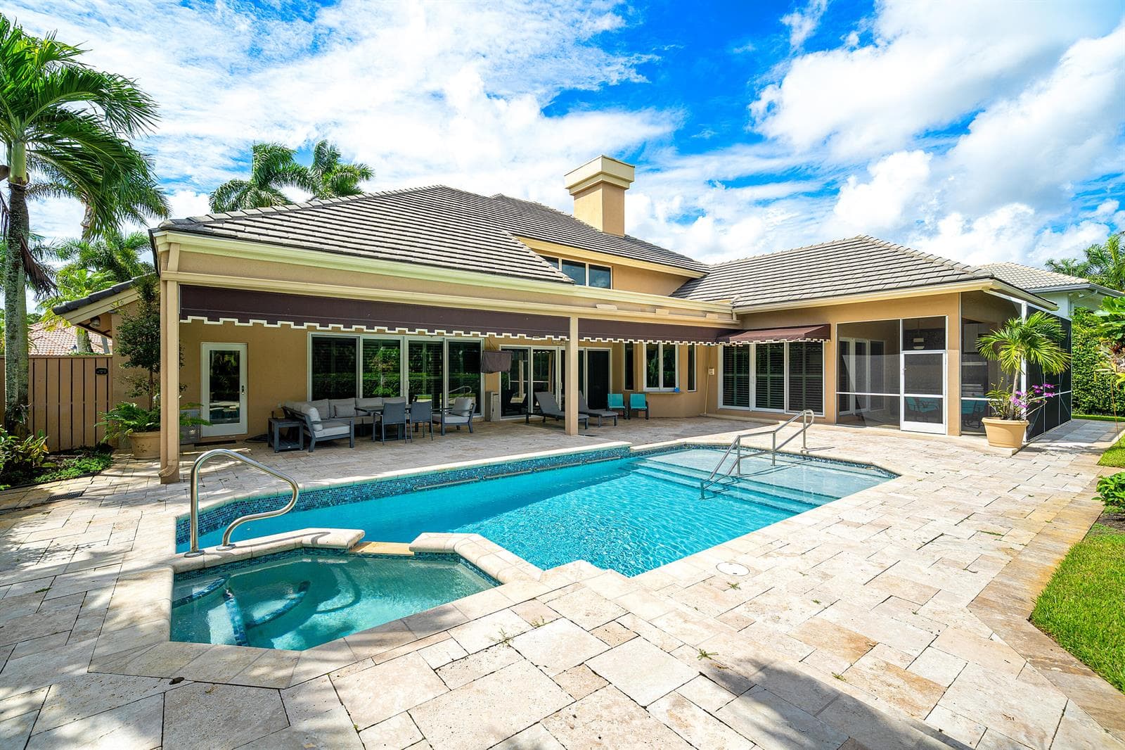 View of pool and patio