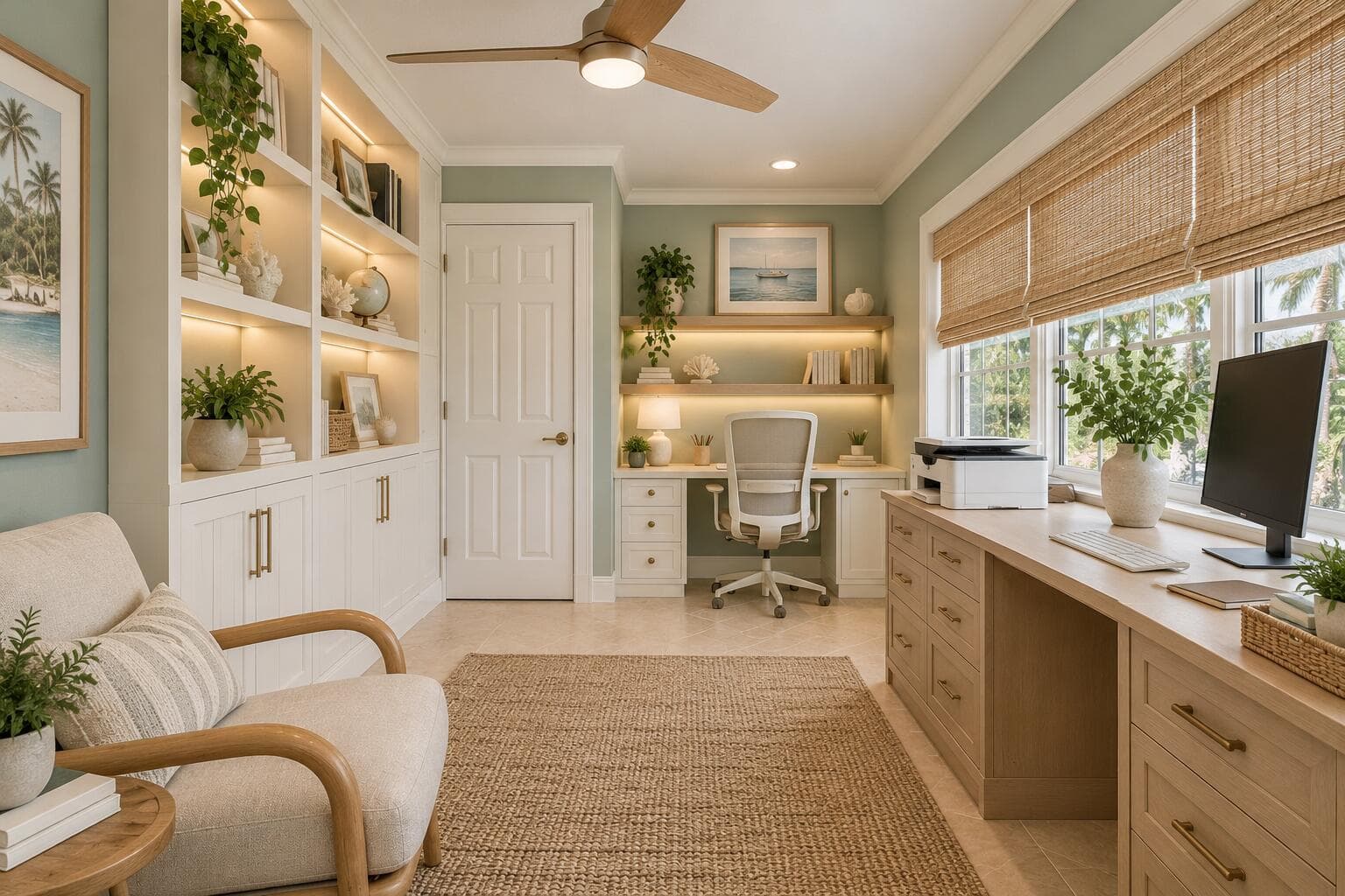 Airy Coastal Home Office Retreat