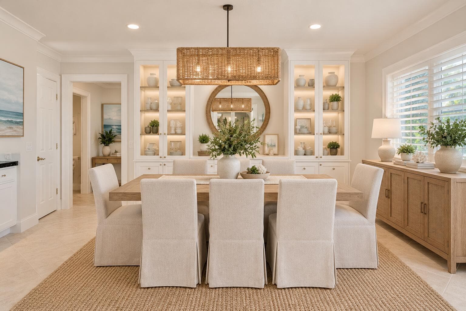 Airy Coastal Farmhouse Dining Room