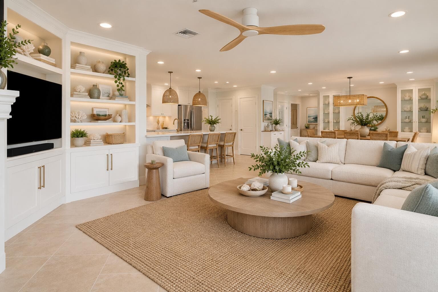 Bright Coastal-Modern Open Living Space