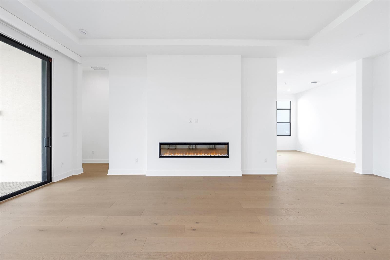 Gathering Room with Faux Fireplace