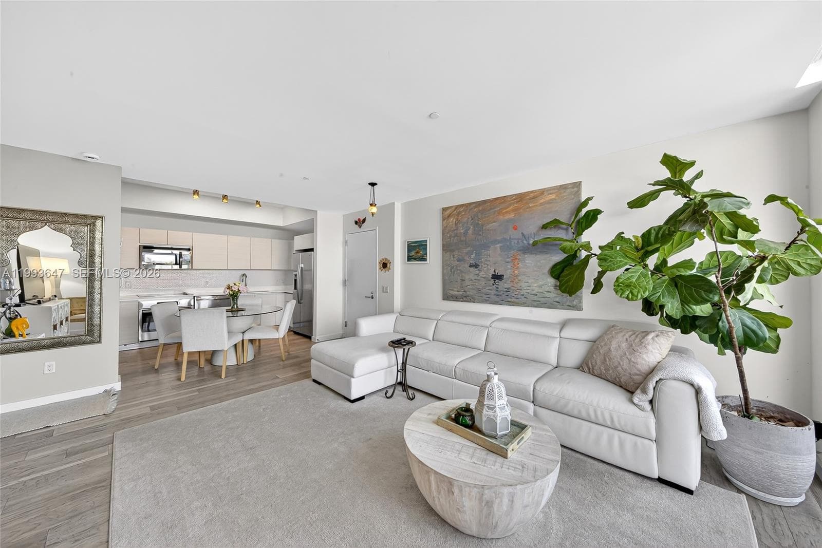 Upon Entering the Unit. The Kitchen is to the right and the Living area is to the left.